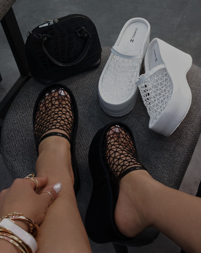 صندل زنانه CHANEL | مدل توری لژدار | لژ بلند سبک | مناسب استایل تابستانی